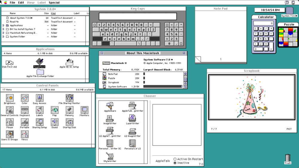 Mac OS System 7 desktop (1991)